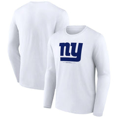 New York Giants Logo Team Lockup Long Sleeve T-Shirt - White - NFL