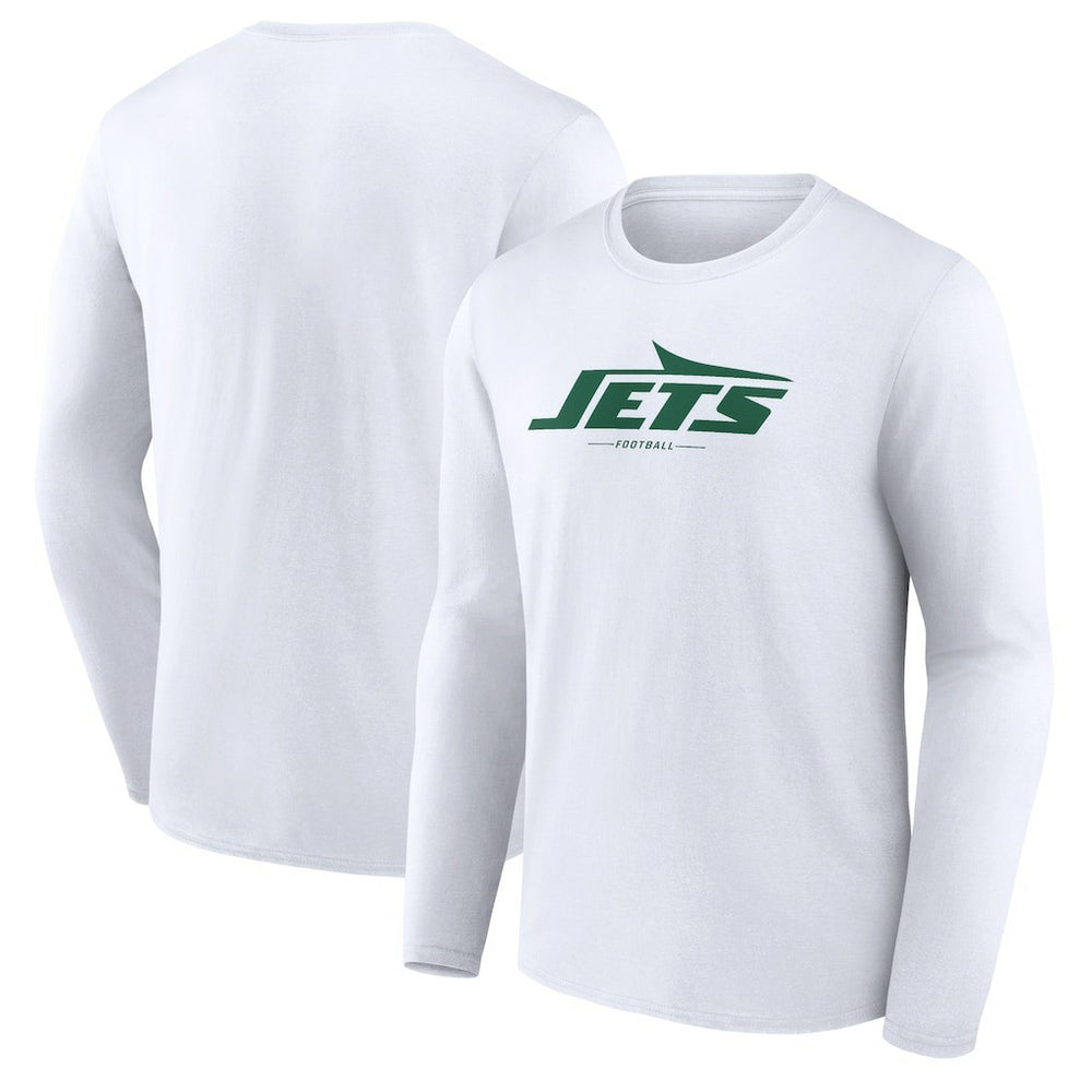 New York Jets Logo Team Lockup Long Sleeve T-Shirt - White - NFL