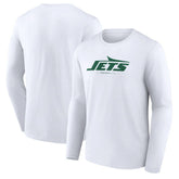 New York Jets Logo Team Lockup Long Sleeve T-Shirt - White - NFL