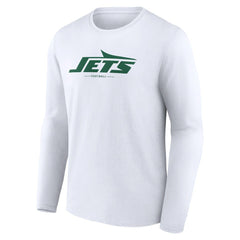 New York Jets Logo Team Lockup Long Sleeve T-Shirt - White - NFL