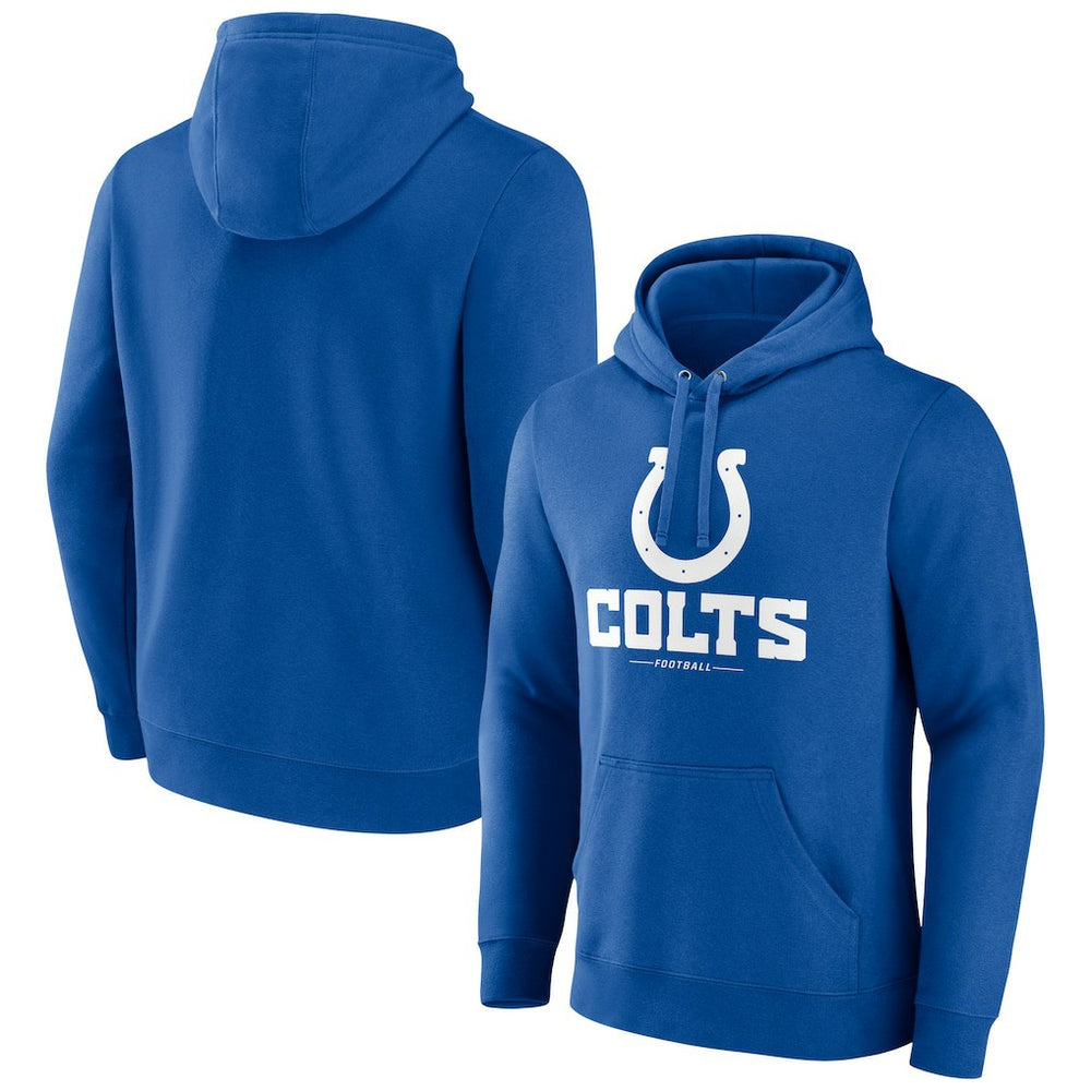 Indianapolis Colts Logo Team Lockup Fitted Pullover Hoodie - Royal - NFL