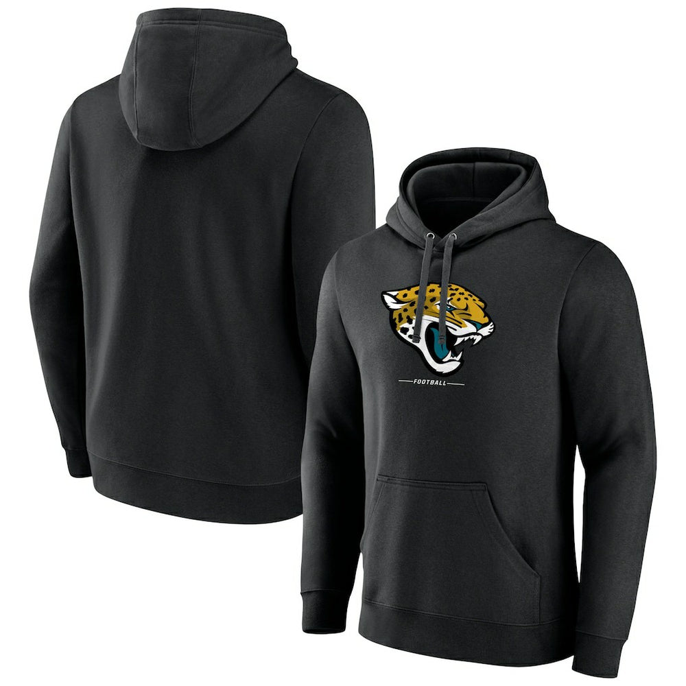 Jacksonville Jaguars Logo Team Lockup Fitted Pullover Hoodie - Black - NFL