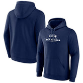 Seattle Seahawks Logo Team Lockup Fitted Pullover Hoodie - Navy - NFL