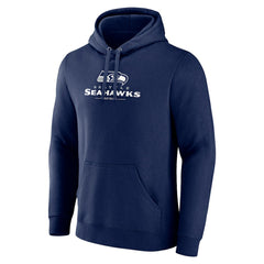 Seattle Seahawks Logo Team Lockup Fitted Pullover Hoodie - Navy - NFL
