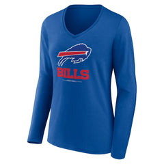 Buffalo Bills Women's Logo Team Lockup Long Sleeve V-Neck T-Shirt - Royal - NFL