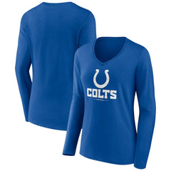 Indianapolis Colts Women's Logo Team Lockup Long Sleeve V-Neck T-Shirt - Royal - NFL