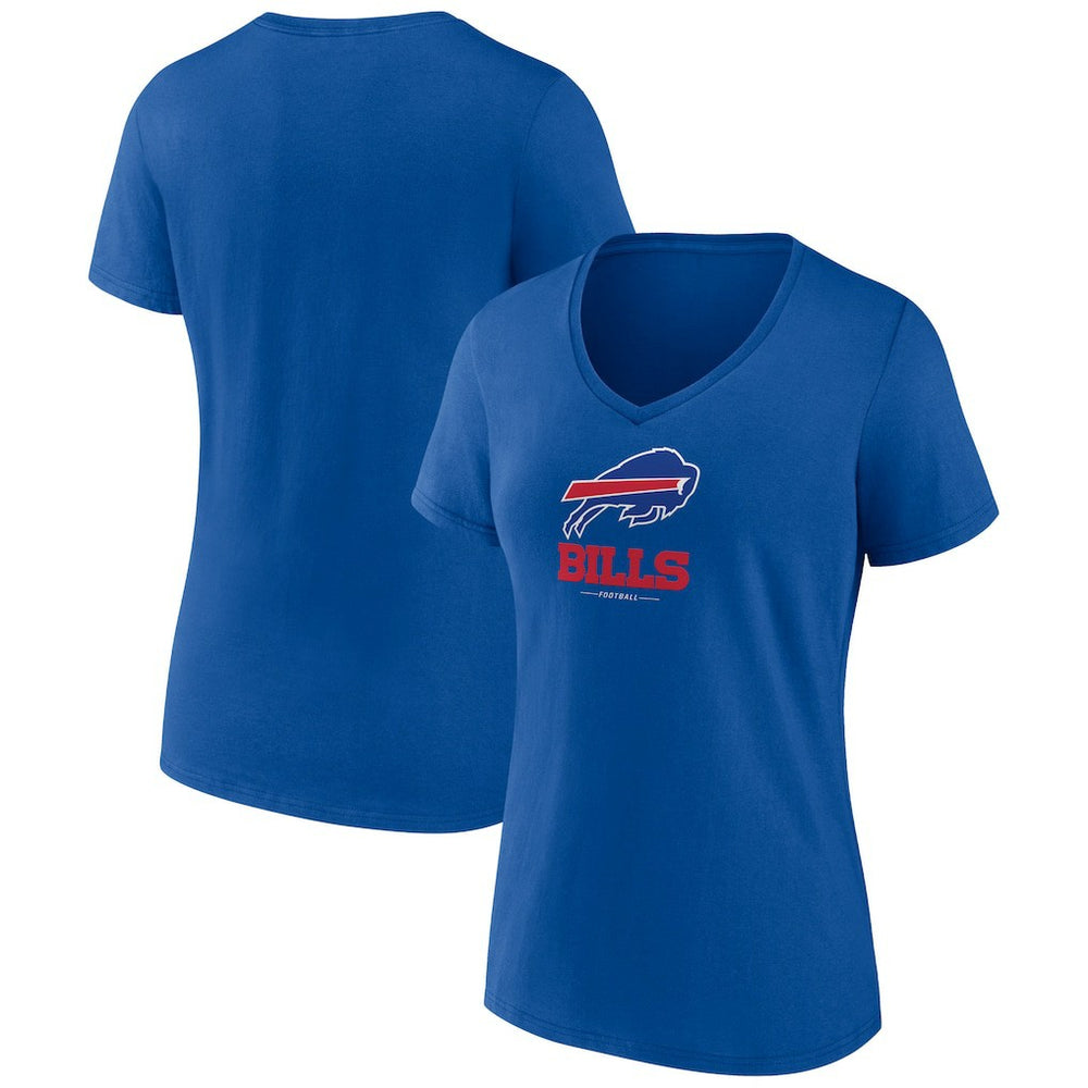 Buffalo Bills Women's Logo Team Lockup V-Neck T-Shirt - Royal - NFL