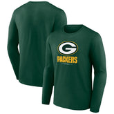 Green Bay Packers Logo Team Lockup Long Sleeve T-Shirt - Green - NFL
