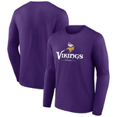 Minnesota Vikings Logo Team Lockup Long Sleeve T-Shirt - Purple - NFL