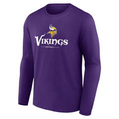 Minnesota Vikings Logo Team Lockup Long Sleeve T-Shirt - Purple - NFL