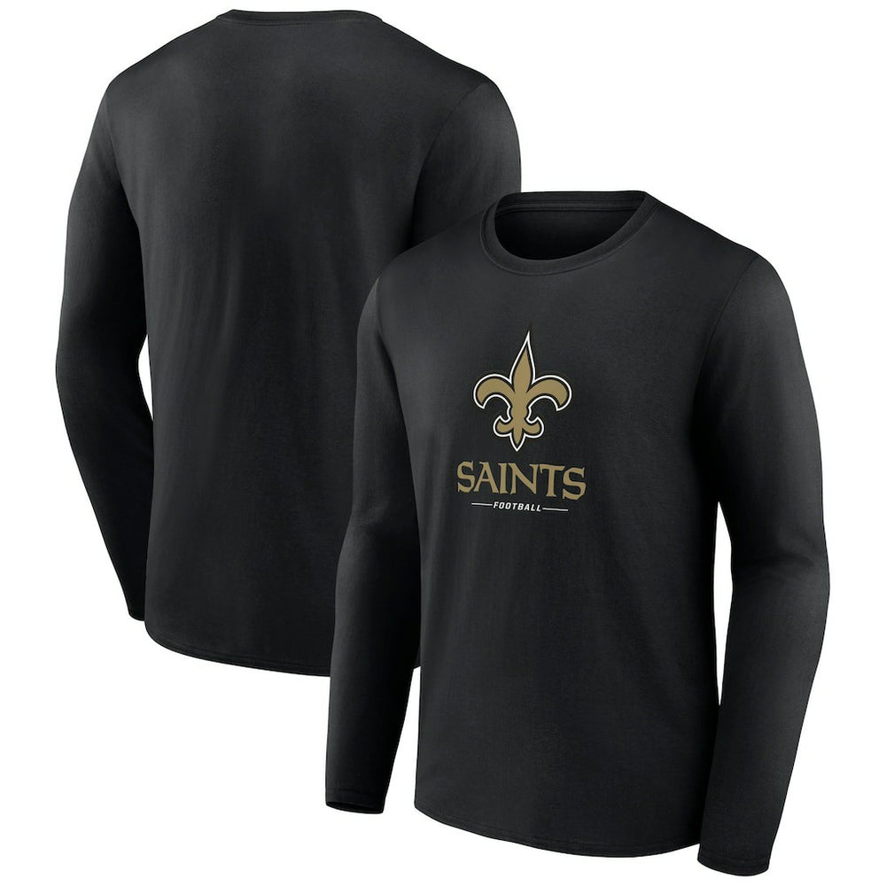 New Orleans Saints Logo Team Lockup Long Sleeve T-Shirt - Black - NFL