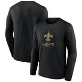 New Orleans Saints Logo Team Lockup Long Sleeve T-Shirt - Black - NFL