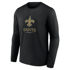 New Orleans Saints Logo Team Lockup Long Sleeve T-Shirt - Black - NFL
