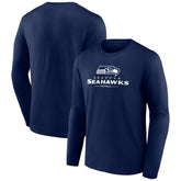 Seattle Seahawks Logo Team Lockup Long Sleeve T-Shirt - College Navy - NFL
