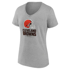Cleveland Browns Women's Logo Team Lockup V-Neck T-Shirt - Gray - NFL