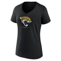 Jacksonville Jaguars Women's Logo Team Lockup V-Neck T-Shirt - Black - NFL