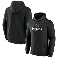 Minnesota Vikings Primary Logo Team Lockup Fitted Pullover Hoodie - Black - NFL
