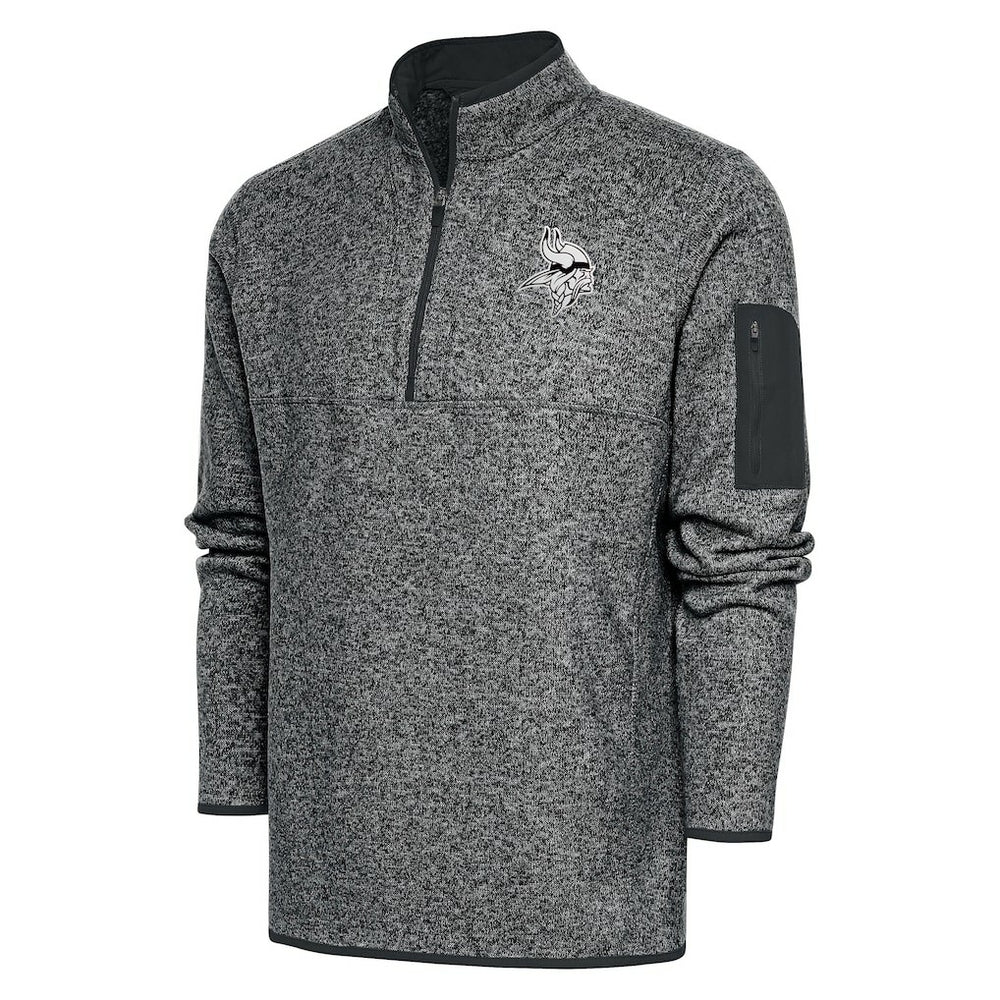 Minnesota Vikings Antigua Metallic Logo Fortune Quarter-Zip Jacket - Heather Charcoal - NFL