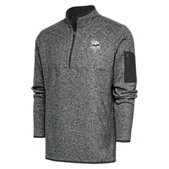 Minnesota Vikings Antigua Metallic Logo Fortune Quarter-Zip Jacket - Heather Charcoal - NFL