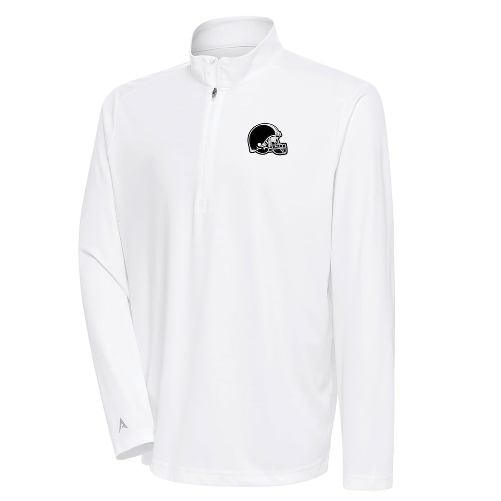 Cleveland Browns Antigua Metallic Logo Tribute Quarter-Zip Top - White - NFL