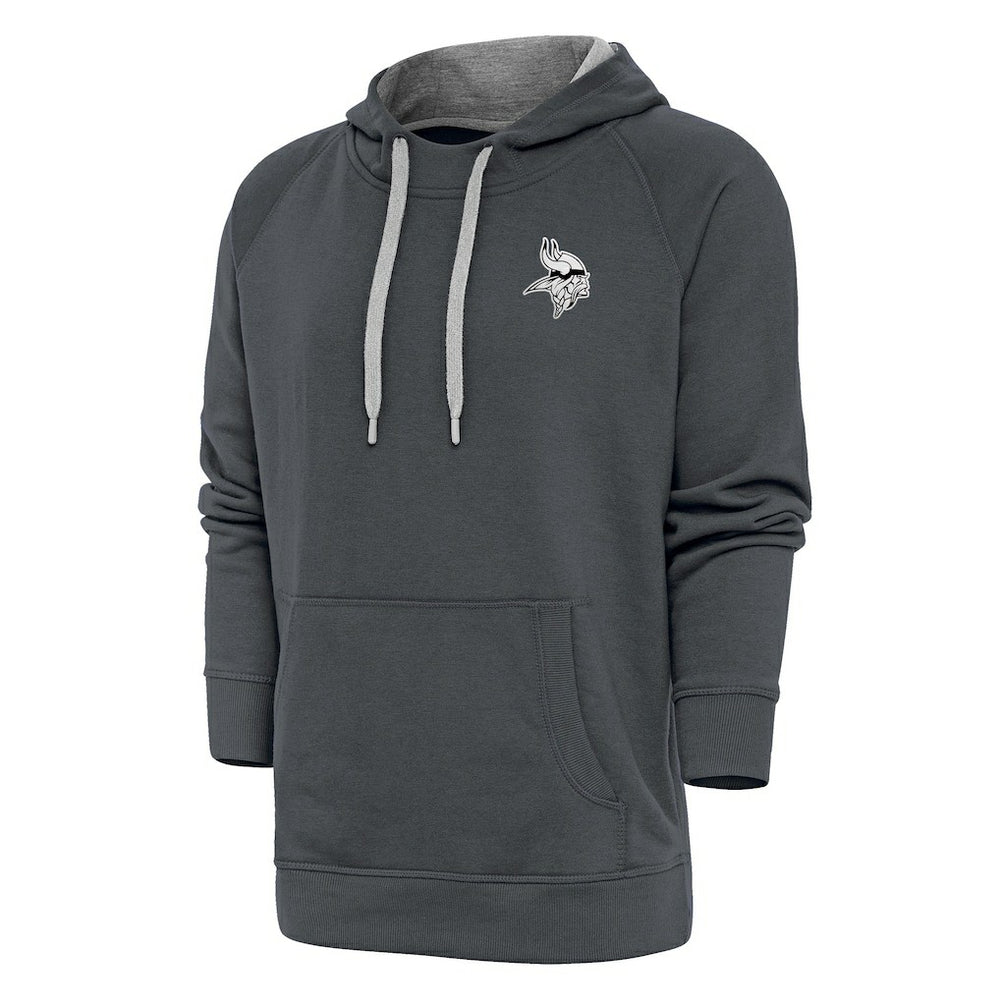 Minnesota Vikings Antigua Metallic Logo Victory Pullover Hoodie - Charcoal - NFL