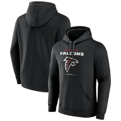 Atlanta Falcons Logo Team Lockup Fitted Pullover Hoodie - Black - NFL