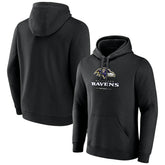 Baltimore Ravens Logo Team Lockup Fitted Pullover Hoodie - Black - NFL