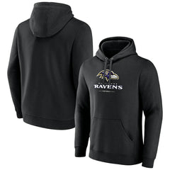 Baltimore Ravens Logo Team Lockup Fitted Pullover Hoodie - Black - NFL