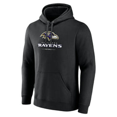 Baltimore Ravens Logo Team Lockup Fitted Pullover Hoodie - Black - NFL
