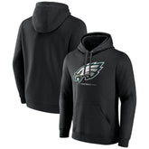 Philadelphia Eagles Logo Team Lockup Fitted Pullover Hoodie - Black - NFL