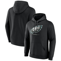 Philadelphia Eagles Logo Team Lockup Fitted Pullover Hoodie - Black - NFL