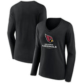 Arizona Cardinals Women's Logo Team Lockup Long Sleeve V-Neck T-Shirt - Black - NFL