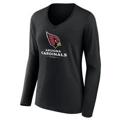 Arizona Cardinals Women's Logo Team Lockup Long Sleeve V-Neck T-Shirt - Black - NFL