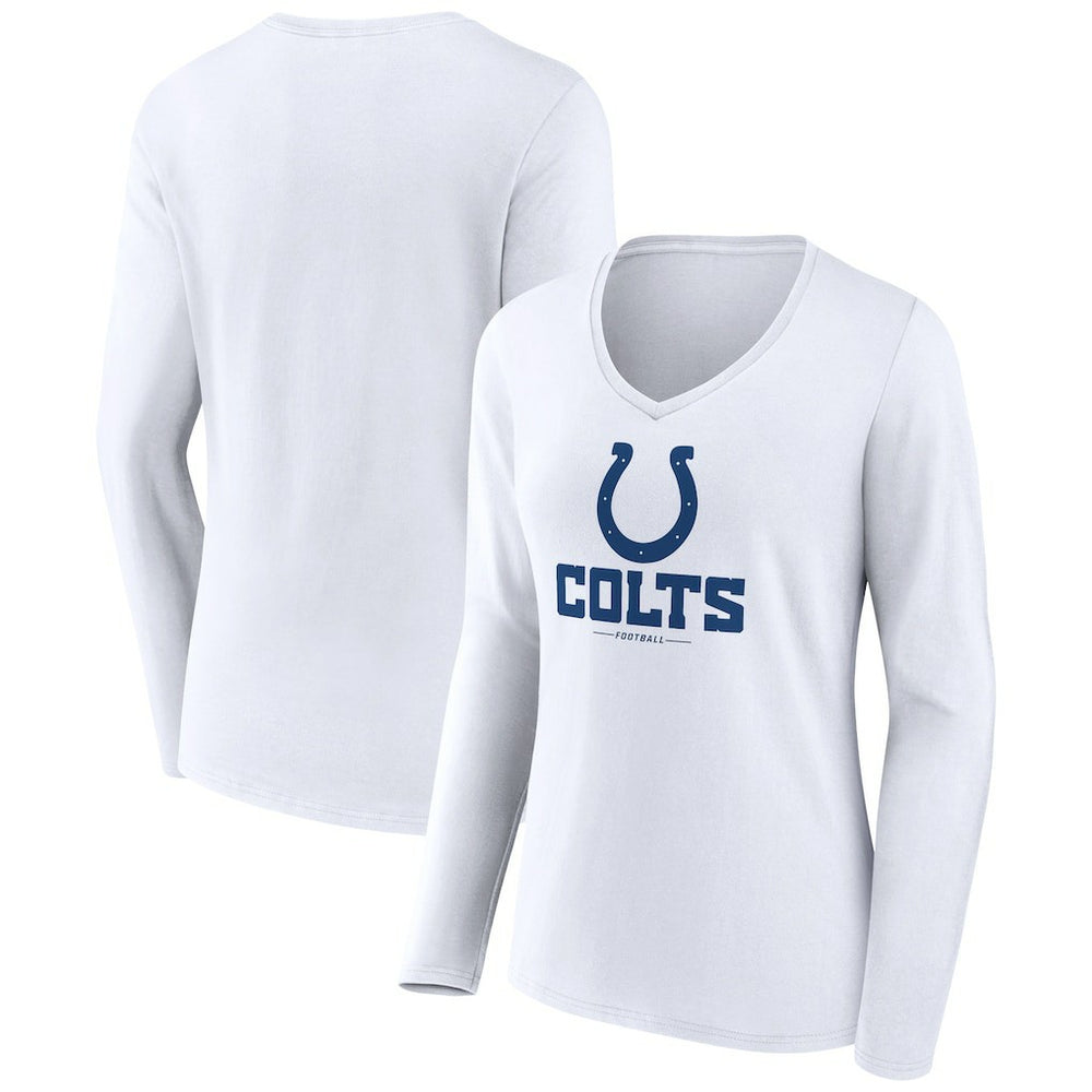 Indianapolis Colts Women's Logo Team Lockup Long Sleeve V-Neck T-Shirt - White - NFL