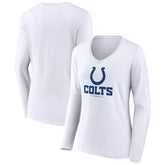 Indianapolis Colts Women's Logo Team Lockup Long Sleeve V-Neck T-Shirt - White - NFL