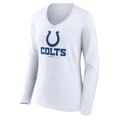 Indianapolis Colts Women's Logo Team Lockup Long Sleeve V-Neck T-Shirt - White - NFL