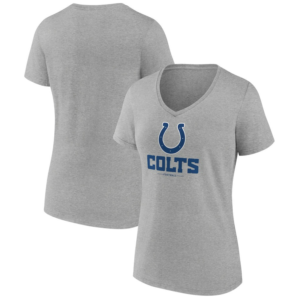 Indianapolis Colts Women's Logo Team Lockup V-Neck T-Shirt - Gray - NFL