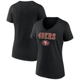 San Francisco 49ers Women's Logo Team Lockup V-Neck T-Shirt - Black - NFL