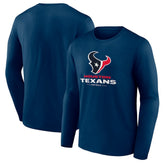 Houston Texans Logo Team Lockup Long Sleeve T-Shirt - Navy - NFL