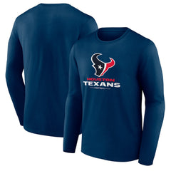 Houston Texans Logo Team Lockup Long Sleeve T-Shirt - Navy - NFL