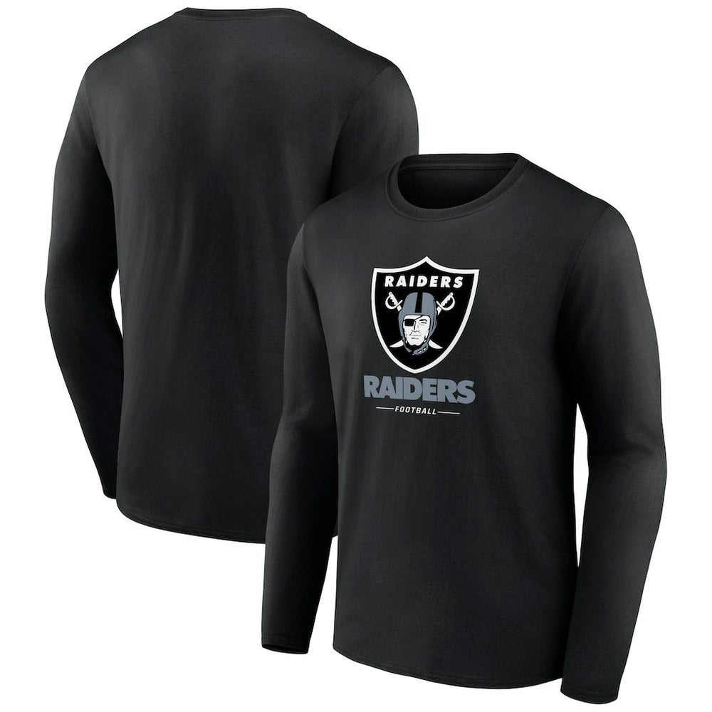 Las Vegas Raiders Logo Team Lockup Long Sleeve T-Shirt - Black - NFL