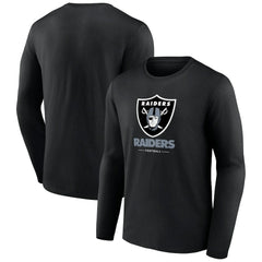 Las Vegas Raiders Logo Team Lockup Long Sleeve T-Shirt - Black - NFL