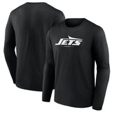 New York Jets Logo Team Lockup Long Sleeve T-Shirt - Black - NFL