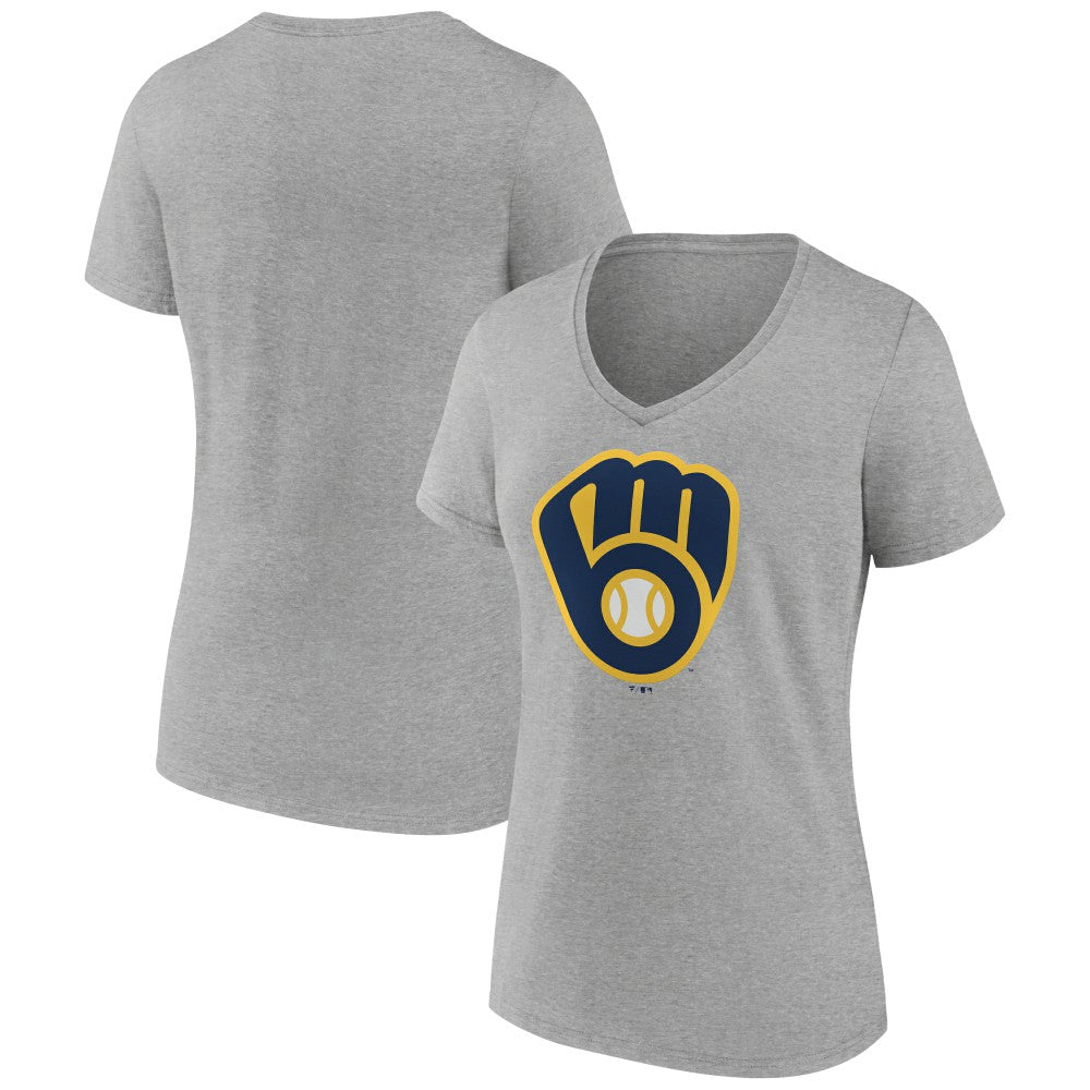 Milwaukee Brewers Women's Official Logo V-Neck T-Shirt Discount