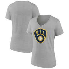 Milwaukee Brewers Women's Official Logo V-Neck T-Shirt Discount