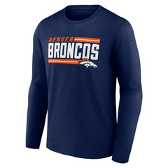 Denver Broncos On Side Stripe Team Long Sleeve T-Shirt - Navy - NFL