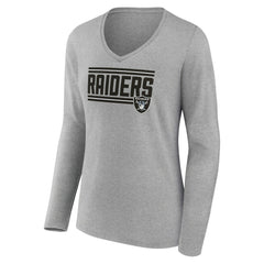Las Vegas Raiders Women's On Side Stripe Long Sleeve V-Neck T-Shirt - Gray - NFL