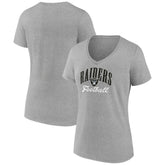 Las Vegas Raiders Women's Victory Script V-Neck T-Shirt - Heather Gray - NFL