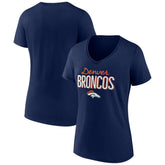Denver Broncos Women's Nostalgia V-Neck T-Shirt - Navy - NFL