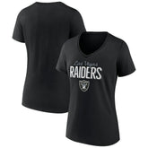 Las Vegas Raiders Women's Nostalgia V-Neck T-Shirt - Black - NFL